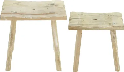 Zdjęcie produktu dla Stołek drewniany "Rustic", zestaw 2 stołków Stołek do siedzenia Podnóżek Dekoracja salonu Przedpokój