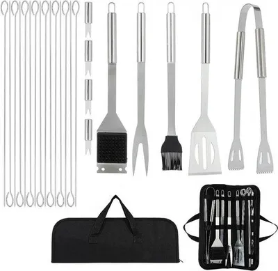Produktbild von 24-teiliges Grillwerkzeug-Set Edelstahl, Picknick, Camping