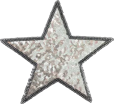 Produktbild von Stern Sterne Emblem Aufnäher zum Aufbügeln, Paillette, Silber