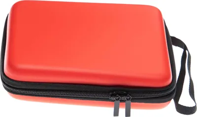 Produktbild von vhbw Tasche kompatibel mit Nintendo 2DS Spielekonsole - Schutzhülle, Tragetasche + Trageschlaufe mit Karabinerhaken, schwarz, rot