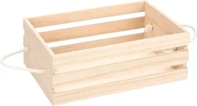 Produktbild von Holzkiste mit Kordelhandgriff 24x16x8,5 cm
