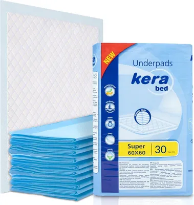 Produktbild von KERA saugstarke Inkontinenzauflage 60 x 60 cm - Einweg Bettunterlage mit “Baumwolle Feel” Comfort - Inkontinenzunterlage Wickelunterlage, 60 Stück