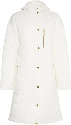 Produktbild von Damen Steppjacke mit Kapuze, rautenförmig gesteppt, weiß, Größe L, verdeckter Reißverschluss