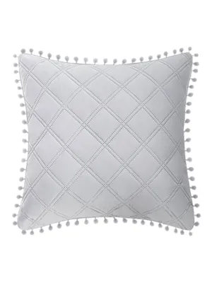 Obrázek produktu pro Spod Ig?y i Nitki Pompoo povlak na polštář s bambulí 45x45 šedý Pompoo bambulky kosočtverec glamour dekorativní na přehoz na postel