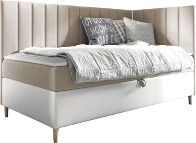 Produktbild von MIRJAN24 Boxspringbett Maja Junior 3 80x200, Einzelbett mit Bonellfederkern, Härtegrad - H3 (Farbe: Soft 017 + Fresh 01, Seite zum Öffnen des Bettkastens: Rechts)