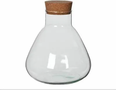 Obrázek produktu pro Mica Decorations Skleněná dóza HEUCHERA s korkovým špuntem, 32x29,5 cm