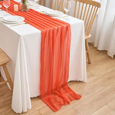 Obrázok produktu pre Šifónová obruska na stôl, svadobná dekorácia, terakota, 70 x 300 cm
