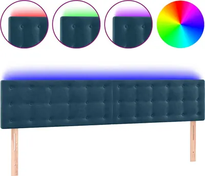 Produktbild von vidaXL LED Kopfteil Dunkelblau 200x5x78/88 cm Samt