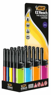 Image de Bic Ez Reach Plateau 20 Briquets Briquets Ez Reach à Long Col - Bic