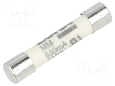 Zdjęcie produktu dla 1 sztuka: Bezpiecznik, szybkie działanie, 1 kV AC, 6,3 x 32 mm, 630 mA, mosiądz, 632415, Superflin