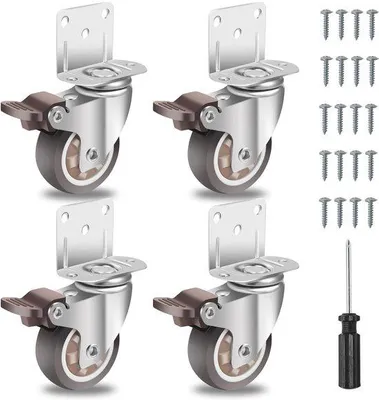 Produktbild von Famanu L-förmige Seitenmontage-Rollen - 2 Zoll mit 600 LBS Tragkraft - Set von 4