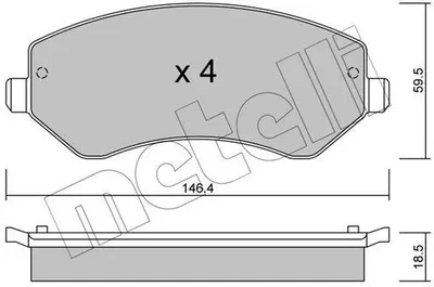 Obrázok produktu pre METELLI Sada predných brzdových doštičiek pre JEEP CHEROKEE (KJ) 22-0524-0