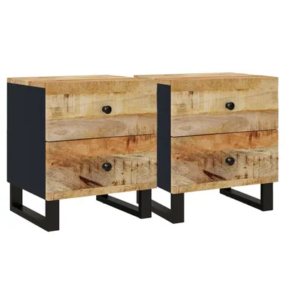 Productafbeelding van Nachtkastjes 2 st 40x33x46 cm massief mangohout
