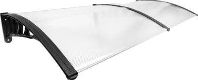 Image de Auvent de porte, protection contre les intempéries, installation facile, transparent et noir