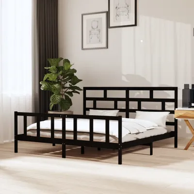 Obrázek produktu pro The Living Store Postel z masivu borovice černá 200x200 cm