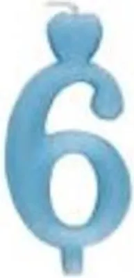 Image de Numéro 6 Cœur Gâteau Bougie Bleu