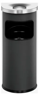 Produktbild von Papierkorb mit Ascher und Flammenlöschkopf, rund, anthrazit, 17 Liter