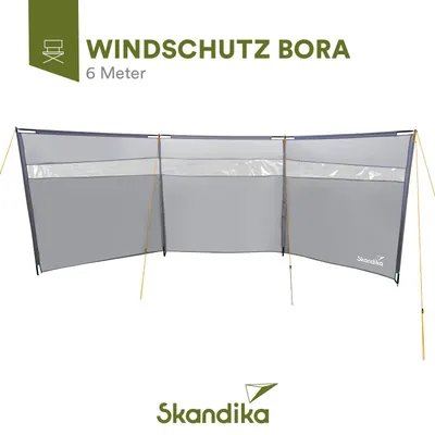 Produktbild von Skandika Windschutz Bora 6 m | Camping Sichtschutz mit Stangen, stabil, sturmfest, ohne Bohren, seitlicher Sonnenschutz, mobiler Windfang Zaun