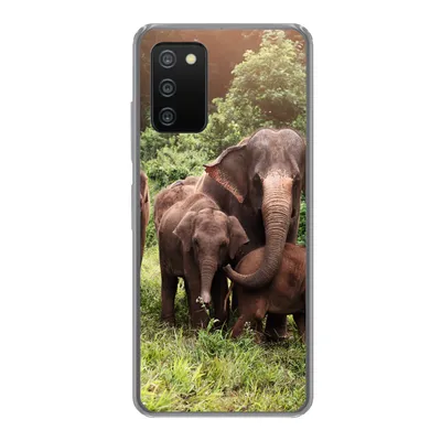 Produktbild von MuchoWow® Handyhülle Schutzhülle Hülle für Samsung Galaxy A03s Elefant - Tiere - Wald - Gras - Grün Silikon Softcase Handy Hülle - Schutz