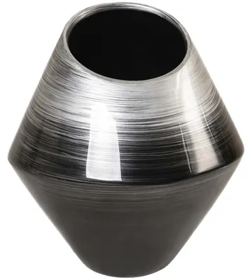 Image de VIVANNO Dekovase en fibre de verre SARI, couleur noire spirale brillante, organique - 25x27 cm