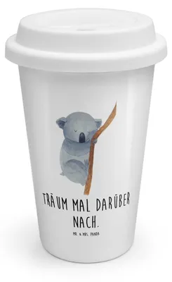 Produktbild von Mr. & Mrs. Panda Thermobecher Koalabär - Weiß - Geschenk, Träumen, Traumland, Kaffeebecher To Go, Bär, Traum, keramik, Lustige Sprüche, Koala, ToGo, Schlafzimmer