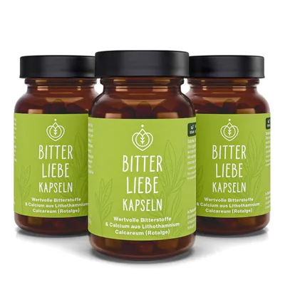 Produktbild von BitterLiebe Bitterstoffe Kapseln - 3x 90 Kapseln
