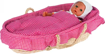 Obrázok produktu pre Goki Doll's carry cradle including lining,mattress,pillow,quilt, prenosná vanička pre bábiku, 4 rok / roky, 640 g