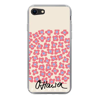 Produktbild von MuchoWow® Handyhülle Schutzhülle Hülle für iPhone SE 2020 Blume - Muster - Rosa Silikon Softcase Handy Hülle - Kartenbesitzer