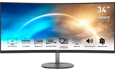 Immagine prodotto di MSI PRO MP341CQDE Monitor per computer 86,4 cm (34") 3440 x 1440 pixel UltraWide Quad HD Nero
