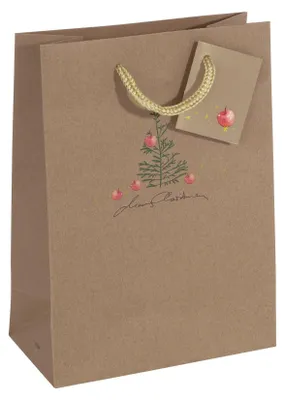 Produktbild von SIGEL GT041 Geschenktasche mittel - beige - mit Bodeneinlage, Geschenkanhänger und farblich abgestimmten Tragekordeln - Kraftkarton - 17 x 23 cm
