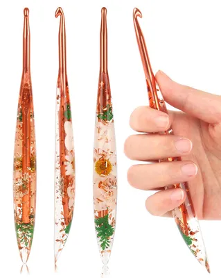 Productafbeelding van Haaknaald - Ergonomisch ontwerp met zachte grip en bloemenmotief - Geschikt voor handwerk - 5,5 mm