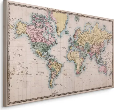 Produktbild von Fabelhafte Canvas LEINWAND BILDER 40x30 cm XXL Kunstdruck Weltkarte Geografie Linien