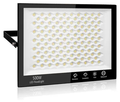 Immagine prodotto di Proiettore LED da esterno - Proiettore da 500 W - 50.000 lm - 3.000 K (bianco caldo) - Impermeabile IP66 - 220–240 V CA - Alloggiamento in alluminio