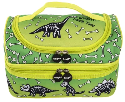Isolierte Kinder-Lunchtas, Dinosaurier, 2 Fächer, 25x16x9 cm