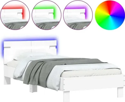 Obrázek produktu pro vidaXL Rám postele s čelem a LED světly bílý 100x200 cm