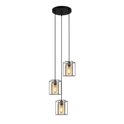 Zdjęcie produktu dla Lampa wisząca Italux Kalula industrialna czarna PND-78901-3A-BK+AMB