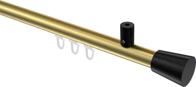 Produktbild von Interdeco Innenlaufstange / Gardinenstange mit Innenlauf Messing-Optik / Schwarz, Typ Sonius Sitra (Konus) Deckenmontage, 20 mm Ø 1-läufig, 200 cm