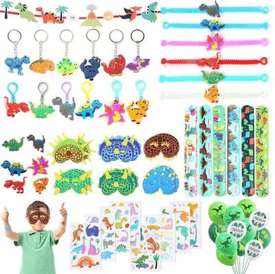 Image de Décoration pour fête sur le thème des dinosaures avec bracelet et autocollants tatouages