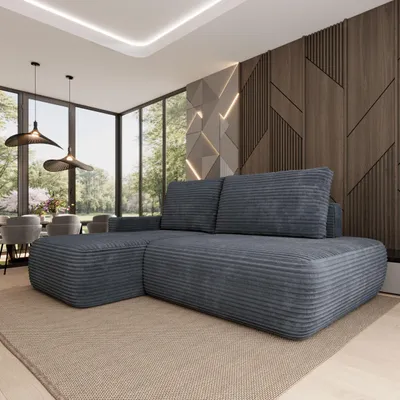 Produktbild von Masseno Ecksofa AVINI T L-S mit Schlaffunktion L-Form, Sofa mit Bettkasten, Wohnzimmersofa, Couch, Soffa, Bettsofa, Couchgarnitur- Grau, TILIA 90