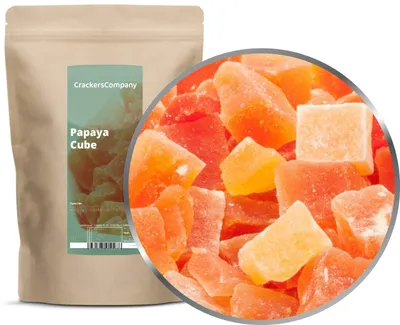 Produktbild von CrackersCompany Papaya-Würfel (Papaya Cube), ZIP-Beutel 600 g