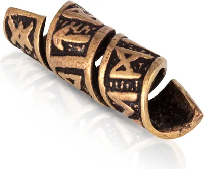 Produktbild von Bronze Bartperle Runen Futhark Germanisch Keltisch Wikinger Mittelalter 3142