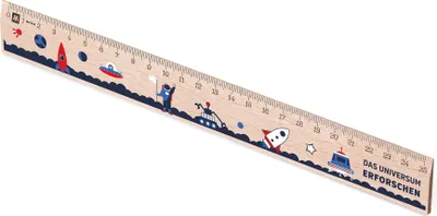 Produktbild von Metrie, Didakt-M07 Holzlineal, bedrucktes Entdecker, 25 cm