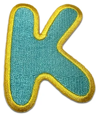 Produktbild von Buchstabe K - 6.4x4.9cm: Alphabet Buchstaben Einzeln Auswählbar - Aufnäher, Bügelbild, Aufbügler, Applikationen, Patches, Flicken, Zum Aufbügeln