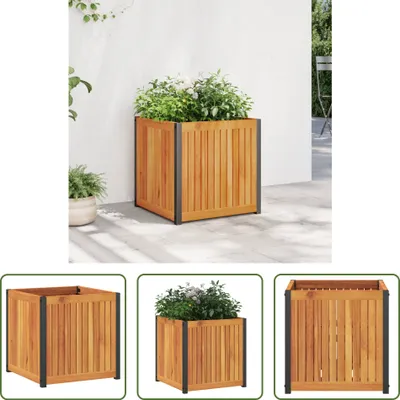 Produktbild von The Living Store Pflanzkübel 45x45x44 cm Massivholz Akazie und Stahl