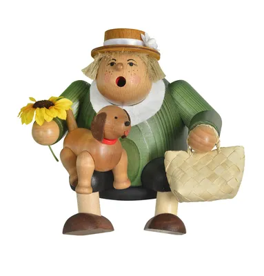 Produktbild von KWO - Räuchermann Kantenhocker Hundefreundin, Holzkunst, 16cm