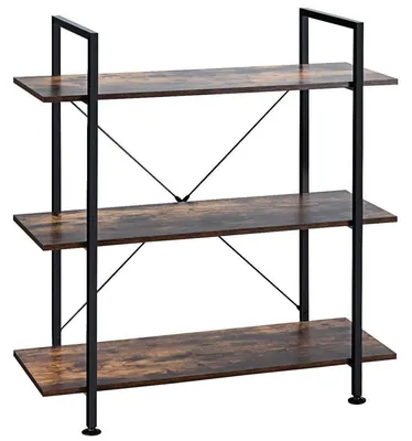 Image de Étagère métallique vintage, 3 niveaux, couleur marron, dimensions 90 x 36 x 99 cm