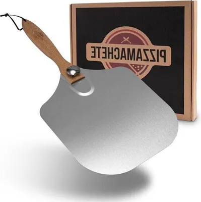 Produktbild von Famanu Pizzaschaufel Edelstahl - 355x305 cm - Holzgriff - abnehmbar