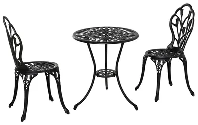 Immagine prodotto di Set Tavolino e 2 Sedie da Giardino in Alluminio Nero