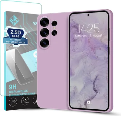 Produktbild von Hülle für Samsung Galaxy S26 Ultra mit 9H Displayglas Displayschutz Case Cover Bumper Smartphone Softgrip Schutzhülle Farbe: Lila