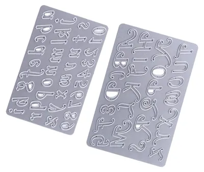 Stanzschablonen-Set, 62-teilig, Buchstaben & Zahlen, Metall, DIY